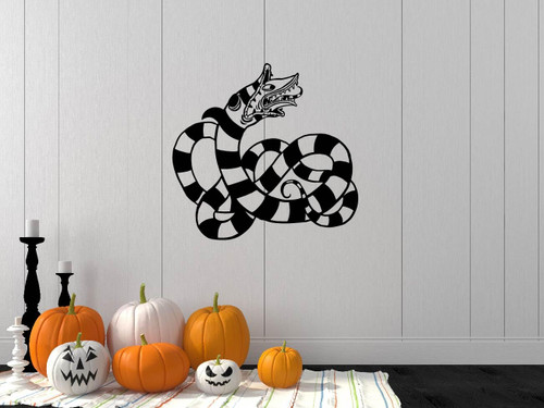 Sandworm Vinyl Decal ' Spooky Striped Creature ' Cute Halloween Door Decal