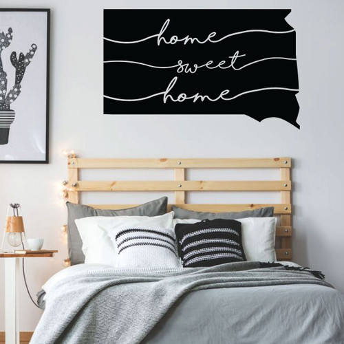 South Dakota Wall Decal - Home Sweet Home - State Vinyl Art Silhouette for Home Decor, Living Room or Family Room Decoration