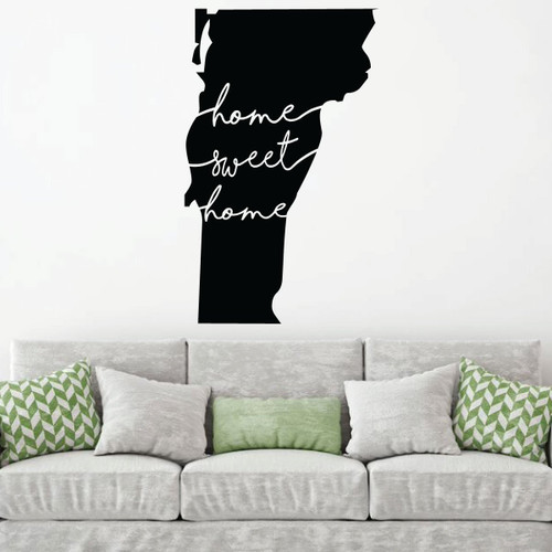 Vermont Wall Decor - Home Sweet Home - State Decal Silhouette Vinyl Art for Home, Living Room or Family Room Decoration