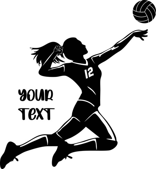Volleyball girl player spiking vinyl decal