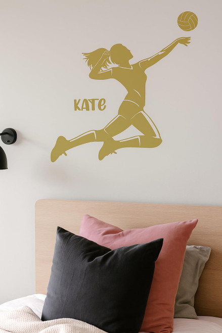 Volleyball girl player spiking vinyl decal