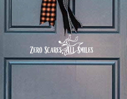 Zero Scares, All Smiles Vinyl decal ' Cute Halloween Door Decal