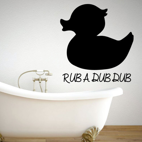 Bath Wall Decal for Children's Bathroom - Rub A Dub Duck - Removable Vinyl Sticker for Home Decor