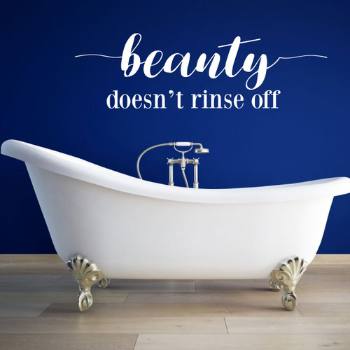 Bathroom Wall Decor - Bath Decal Art - Beauty Doesn't Rinse Off - Farmhouse Vinyl Sticker Decoration for Home, Living Room or Bedroom