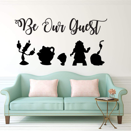 Be Our Guest Wall Decal - Beauty and the Beast - Lumiere, Mrs Potts, Chip, Cogsworth And Featherduster