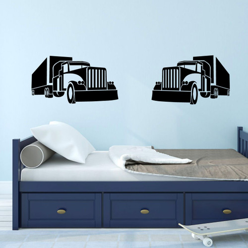 Boy's Wall Decal - Trailer Truck - Vinyl Art Decor For Children's Bedroom or Playroom Decoration