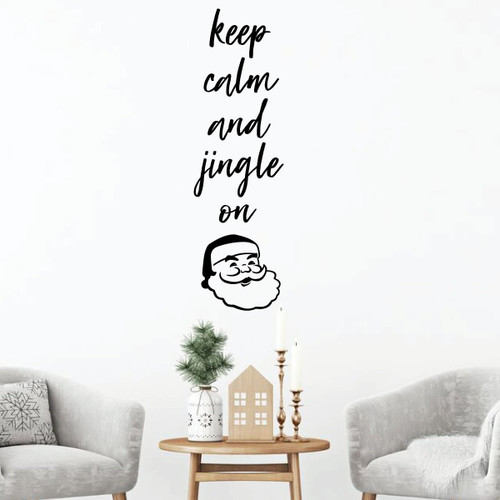 Christmas Wall Decal - Keep Calm - Santa Clause Silhouette Decor for Living Room Or Family Room Decoration