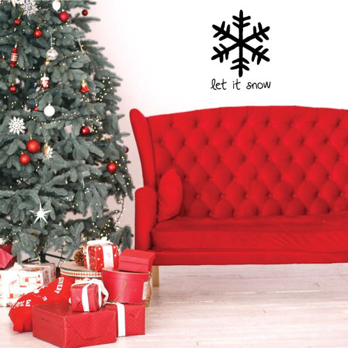 Farmhouse Christmas Decor - Let it Snow with Snowflake - Holiday Vinyl Stickers for Living Room or Home Decoration