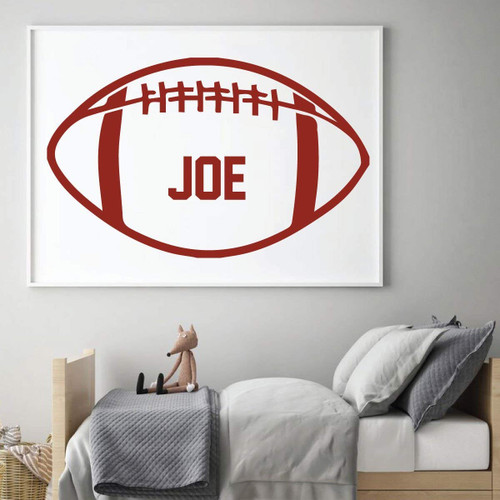 Football Personalized Wall Decal for Boys Bedroom Decor, Playroom or Game Room Decoration