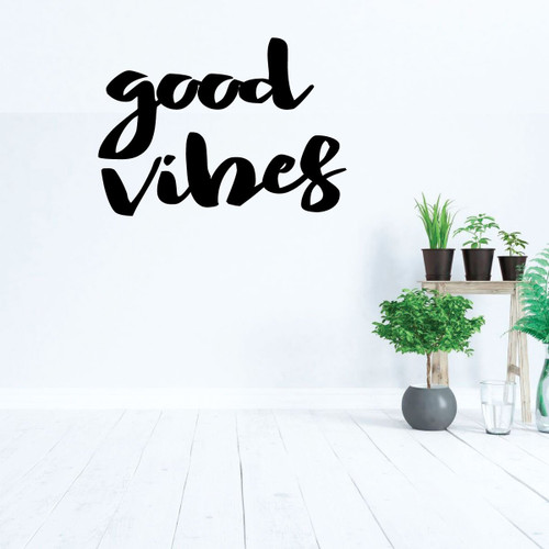 Good Vibes Wall Decal - Inspirational Vinyl Quotes For Bedroom Decor, Living Room, Dorm or Home Decoration