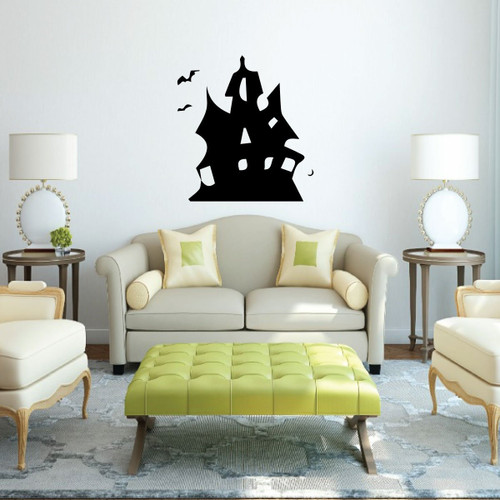Haunted House - Vinyl Wall Decals, Halloween Party, Haunted House Decorations, Halloween Decorations, Haunted Mansion, Halloween Home Decor, Spooky House, Bats