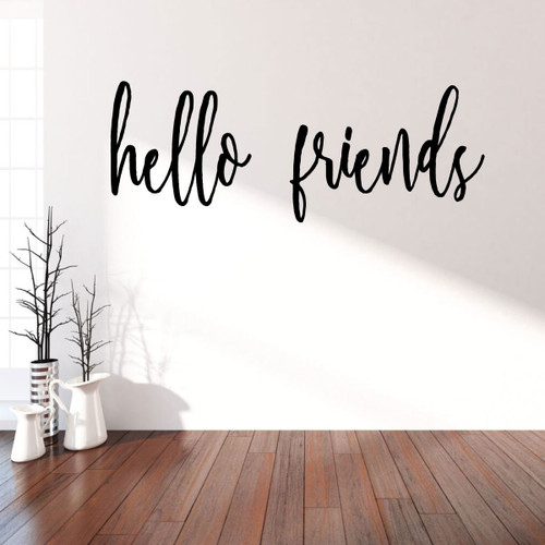 Hello Wall Decal - "Hello Friends" Vinyl Lettering for Front Door or Interior