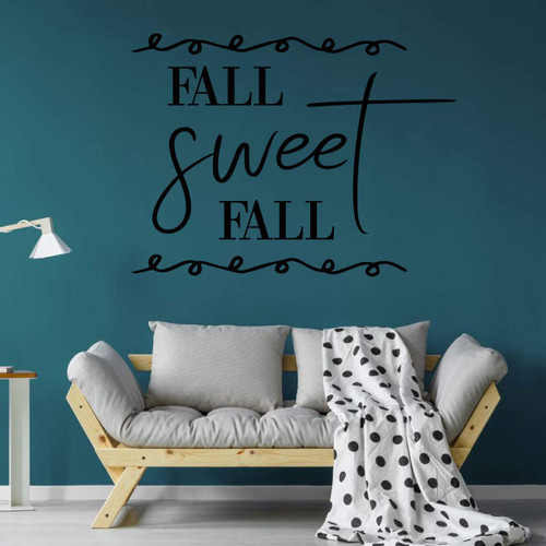 Home Autumn Wall Decal - 'Fall Sweet Fall'- Vinyl Decor for Living Room, Entryway, Family Room or Home Decoration