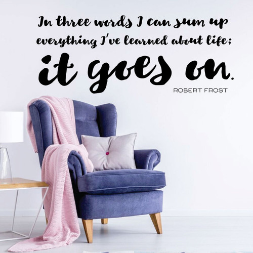 Inspirational Wall Decal - In Three Words I Can Sum Up - Robert Frost Vinyl Art for Home, Bedroom or Living Room Decor