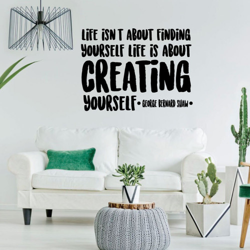 Inspirational Wall Decal - Life Is About Creating Yourself - George Bernard Shaw Vinyl Art for Home, Bedroom or Living Room Decor