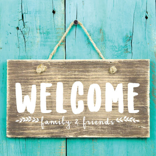 Living Room Decor - Home Wall Decoration - Welcome Family & Friends Vinyl Decal