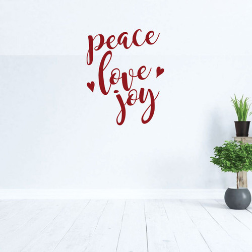 Love Wall Decal - Peace Love Joy - Inspirational Vinyl Quotes for Bedroom, Living Room or Home Decoration