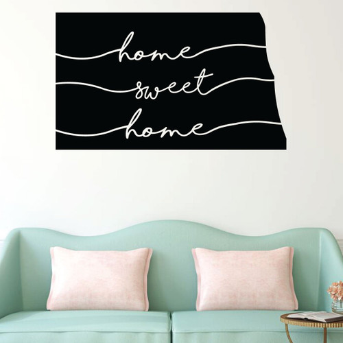 North Dakota Wall Decal - Home Sweet Home - State Silhouette Vinyl Art for Home Decor, Living Room or Family Room Decoration