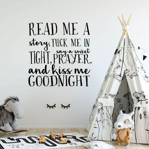 Nursery Wall Decal - Read Me A Story, Tuck Me In - Vinyl Decor For Children's Bedroom or Playroom