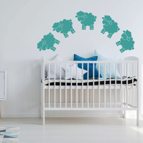 Nursery Wall Decal Decoration - Counting Sheep - Vinyl Decor for Children's Bedroom or Playroom