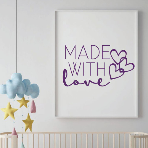 Nursery Wall Decal Decoration - Made With Love - Vinyl Decor for Children's Bedroom or Playroom