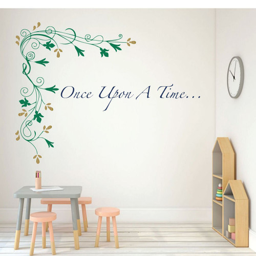Once Upon A Time Wall Decal - Flower Vinyl Mural Decor for Girls bedroom, Teen or Tween - Classroom or School Decorations