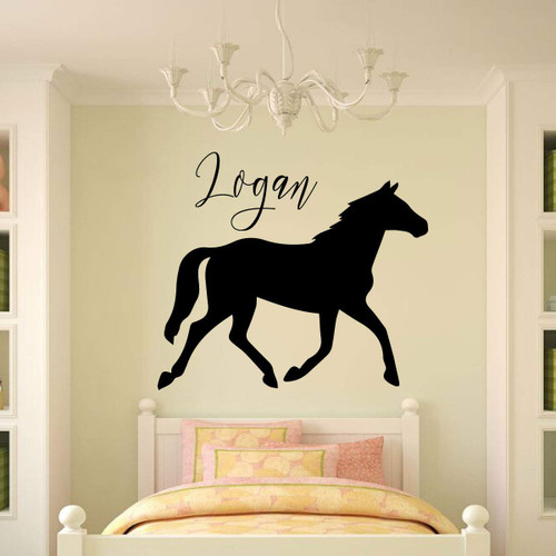 Personalized Horse Wall Decal - Vinyl Decor for Girl's Bedroom, Cabin, Ranch or Equestrian Center Decoration