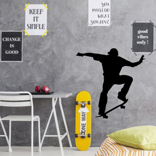 Skateboard Wall Decor - Personalized Skater Decal for Home Decor, Bedroom or Playroom