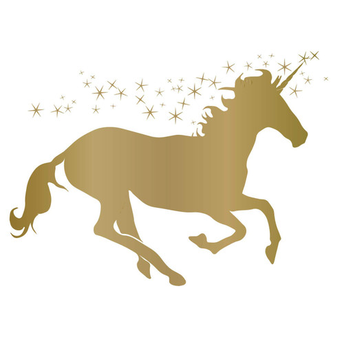 Unicorn Wall Decal | Vinyl Sticker with Stars and Personalized with Custom Name For Girl's Bedroom, Playroom, Baby Nursery | Choose from Gold, Pink, Purple, Red