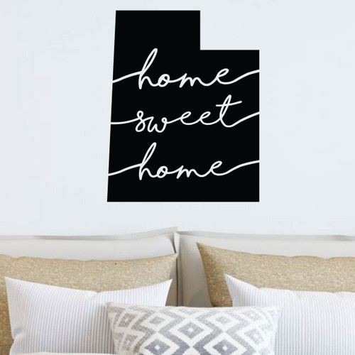 Utah Wall Decor - Home Sweet Home - State Decal Silhouette Vinyl Art for Home Decor, Living Room or Family Room Decoration
