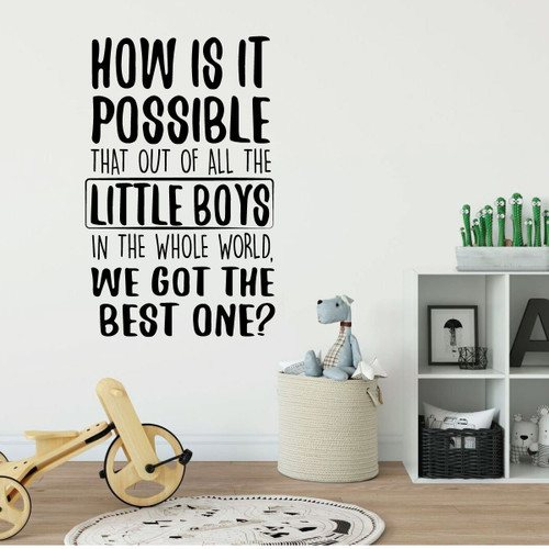 Wall Decal for Boy's Bedroom or Playroom Vinyl Sticker Decor - How Is It Possible That Out Of All The Little Boys In The World, We Got the Best One