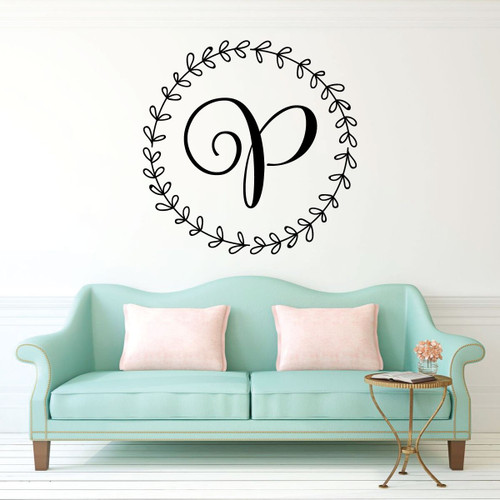 Wreath Wall Decal - Personalized Vinyl Sticker Decoration for Living Room, Bedroom or Home Decor