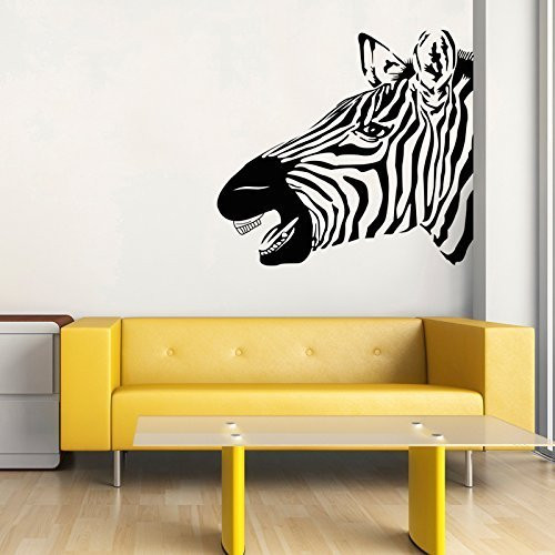 Zebra Head Vinyl Wall Decal African Safari Decor for Home, Office, School Classroom, Zoo or Museum