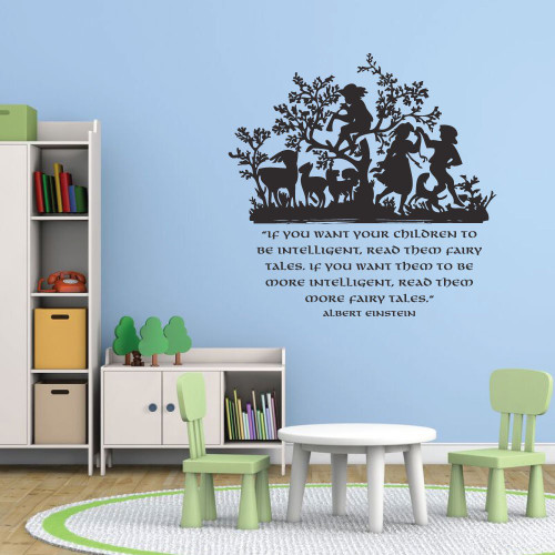 Albert Einstein Quote: If You Want Your Children To Be Intelligent Read Them Fairy Tales Vinyl Wall Decoration, Home Bedroom Nursery Decor