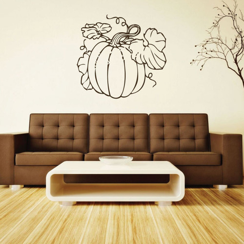 Autumn Decorations - Vintage Pumpkin With Vines - Thanksgiving Decor for the Home, Autumn Kitchen Decals for Wall, Vintage Wall Decals