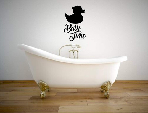 Bath Time - Duck Wall Decal for Children's Bathroom Decoration - Removable Vinyl Sticker for Home Decor