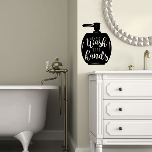 Bathroom Wall Decal for Restroom Decor - Always Wash Your Hands - Removable Vinyl Sticker for Home Decoration