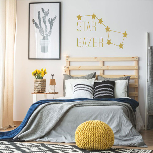 Big Dipper Vinyl Wall Decal for Kids Rooms or Baby Nurseries - Star Gazer Lettering Design for Boy's or Girl's Bedroom or Playroom