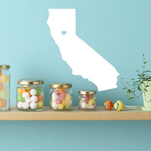 California State Decal with Heart - Vinyl Art Decor for Home, Bedroom or Living Room Decoration