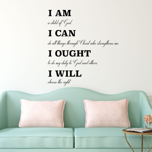 Charlotte Mason Wall Decal - I AM I CAN I OUGHT I WILL - Religious Wall Decorations - Vinyl Wall Decal for Home Decor, HomeSchool or Church Decoration.