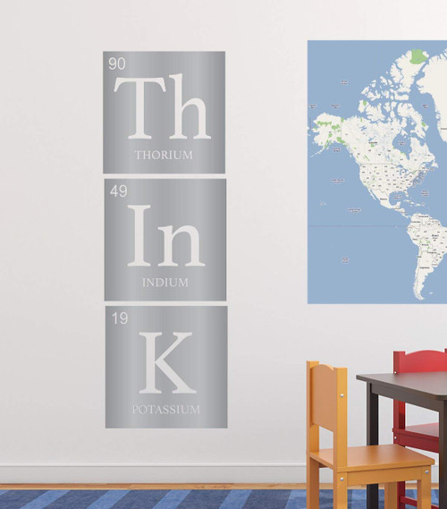 Chemistry Wall Decal - Think - Vertical Periodic Table Decoration - Removable Vinyl Decor For Classroom, Child's or Adult's Bedroom, Playroom or Study Area
