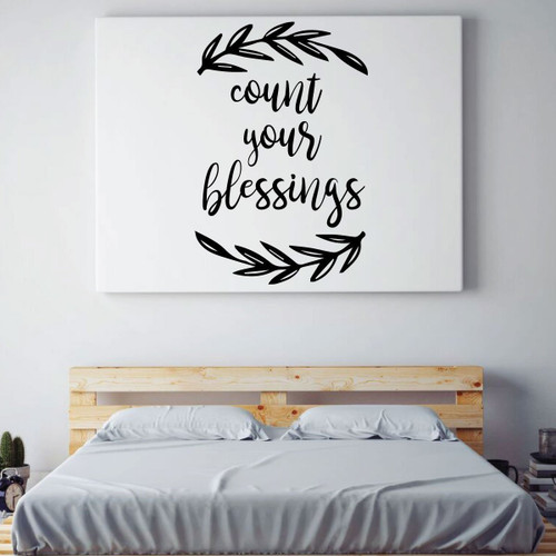 Christian Wall Decal Quote - Count Your Blessings - Vinyl Scripture And Religious Home Bathroom Decor - Church Decoration