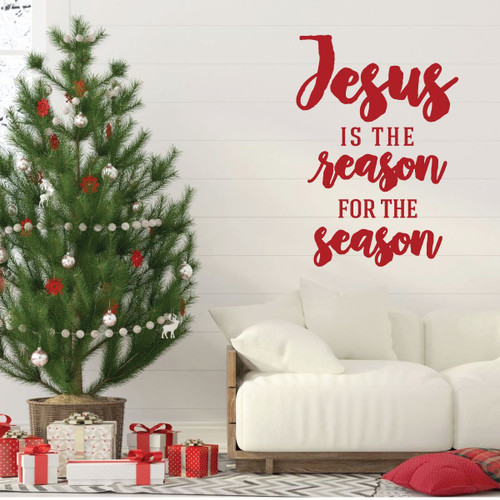 Christmas Wall Decal - Jesus is The Reason - Holiday Vinyl Stickers for Living Room, Family Room Decor or Home Decoration