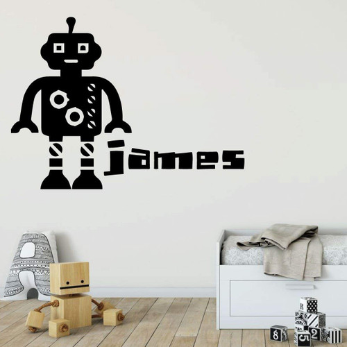Custom Name Robot Wall Decal for Boy or Girl