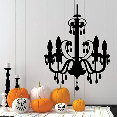 Chandelier Vinyl Wall Decal - Home Decor Silhouette - Decoration for Halloween Party, Girls Bedroom, Family Room, or Nursery - - Multiple Sizes and Colors Available
