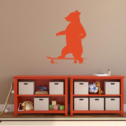 Animal Lover Gifts | Bear Skateboarding Vinyl Wall Decal For Home Decor or Veterinary Clinic Decoration | Fun Sticker for Laptop or Water Bottle | Small, Large, Extra Large