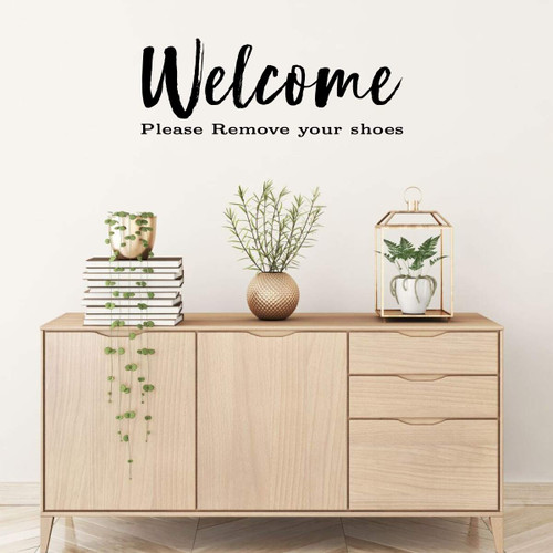 Welcome Wall Decal | Welcome Please Remove Your Shoes | Vinyl Art for Front Door and Entryway Decor | Black, White, Red, Blue, Many Colors | Small, Large, Extra Large