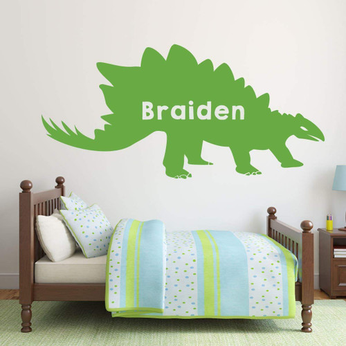 Dinosaur Vinyl Decals - Personalized Stegosaurus Boy's Room Decor, Children's Playrooms, School Vinyl Decoration, Wall Vinyl Decals