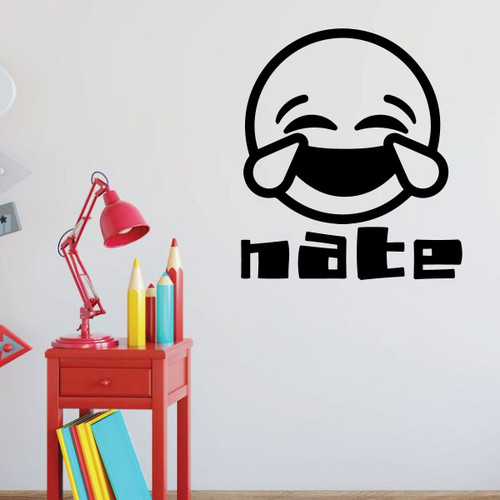 Emoji Wall Decal - Laughing Crying - Personalized Vinyl Art Decorations for Teens, Boys or Girl's Bedroom, Playroom or Home Decor