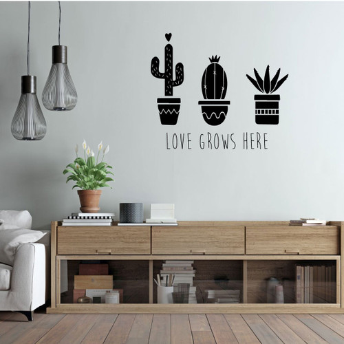 Family Wall Decor - Love Grows Here - Vinyl Wall decal For Living Room Or Bedroom Decoration
